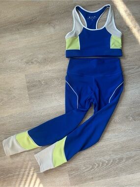 WILO Blue & Lime Active Sports Bra and Leggings Set